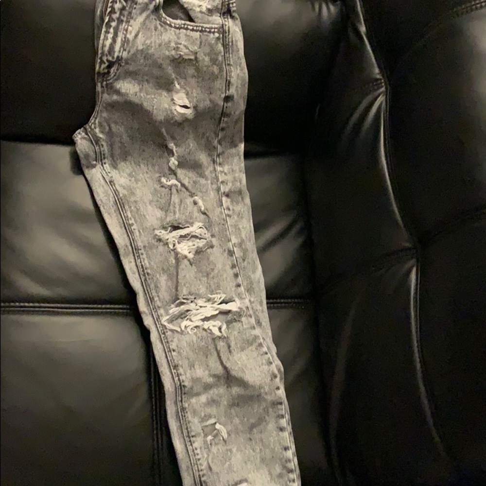 Acid wash black mom jeans